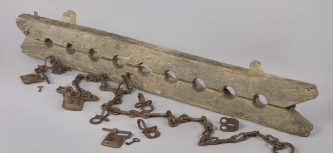 Foot stocks at Slavery Exhibition Rijksmuseum