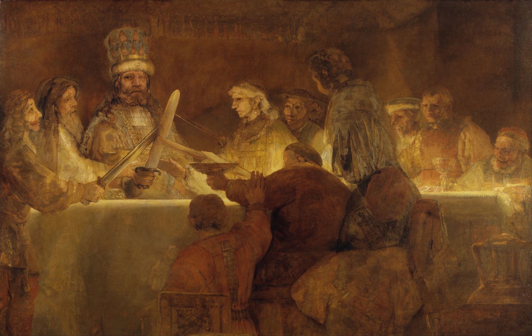 12 Rembrandt van Rijn De samenzwering van Julius Civilis 1661 62 Nationalmuseum Stockholm VERKLEIND