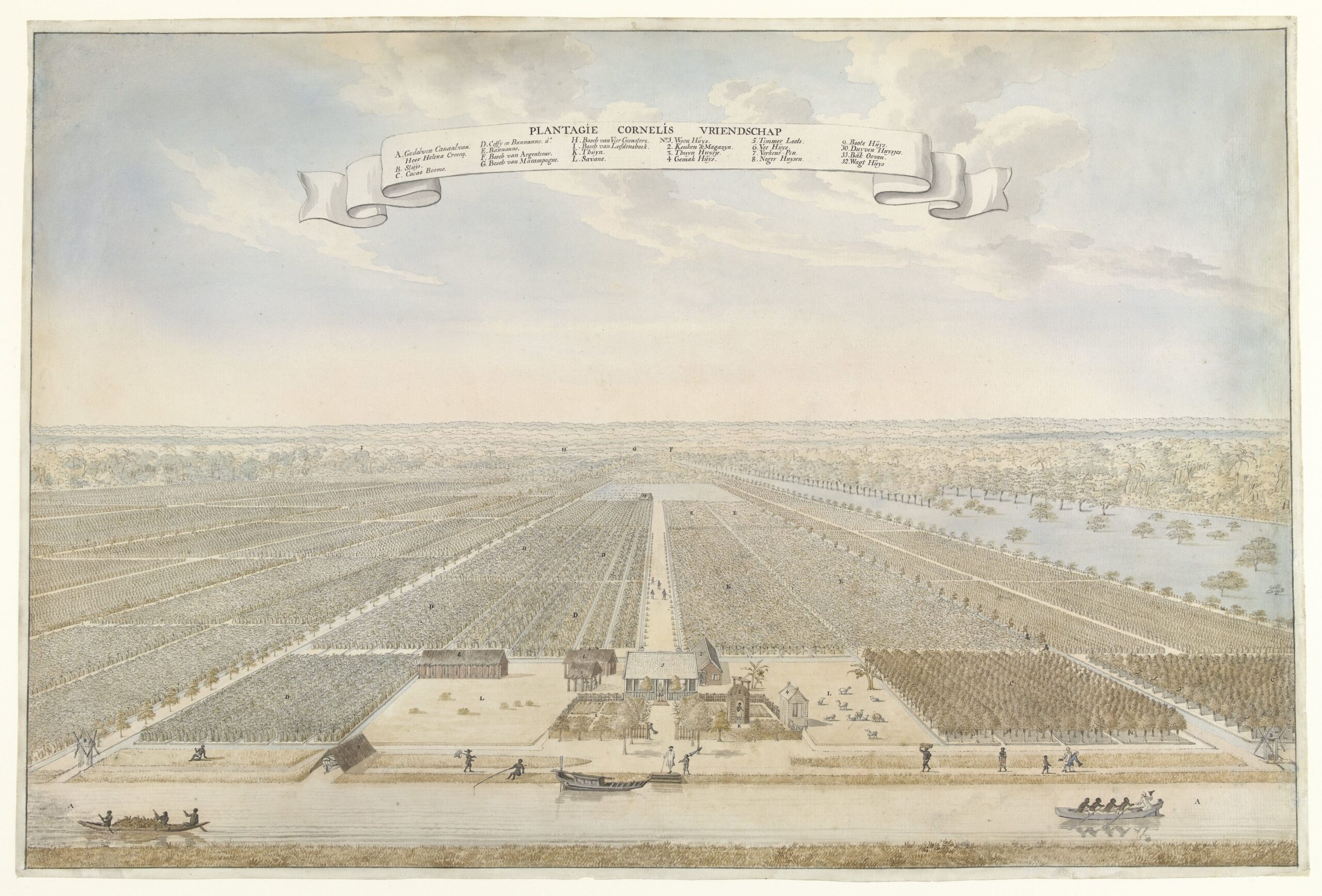 8 Anoniem Gezicht op de plantage Cornelis Vriendschap in Suriname 1700 1800 Rijksmuseum Amsterdam