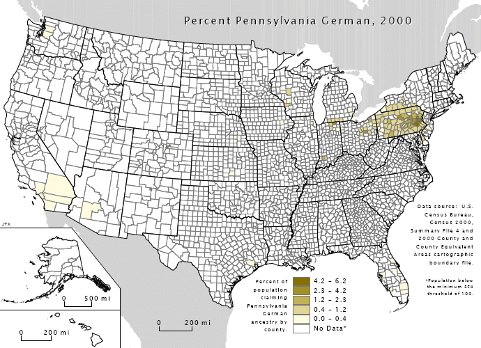 Census Bureau 2000 Pennsylvania Dutch in the United States