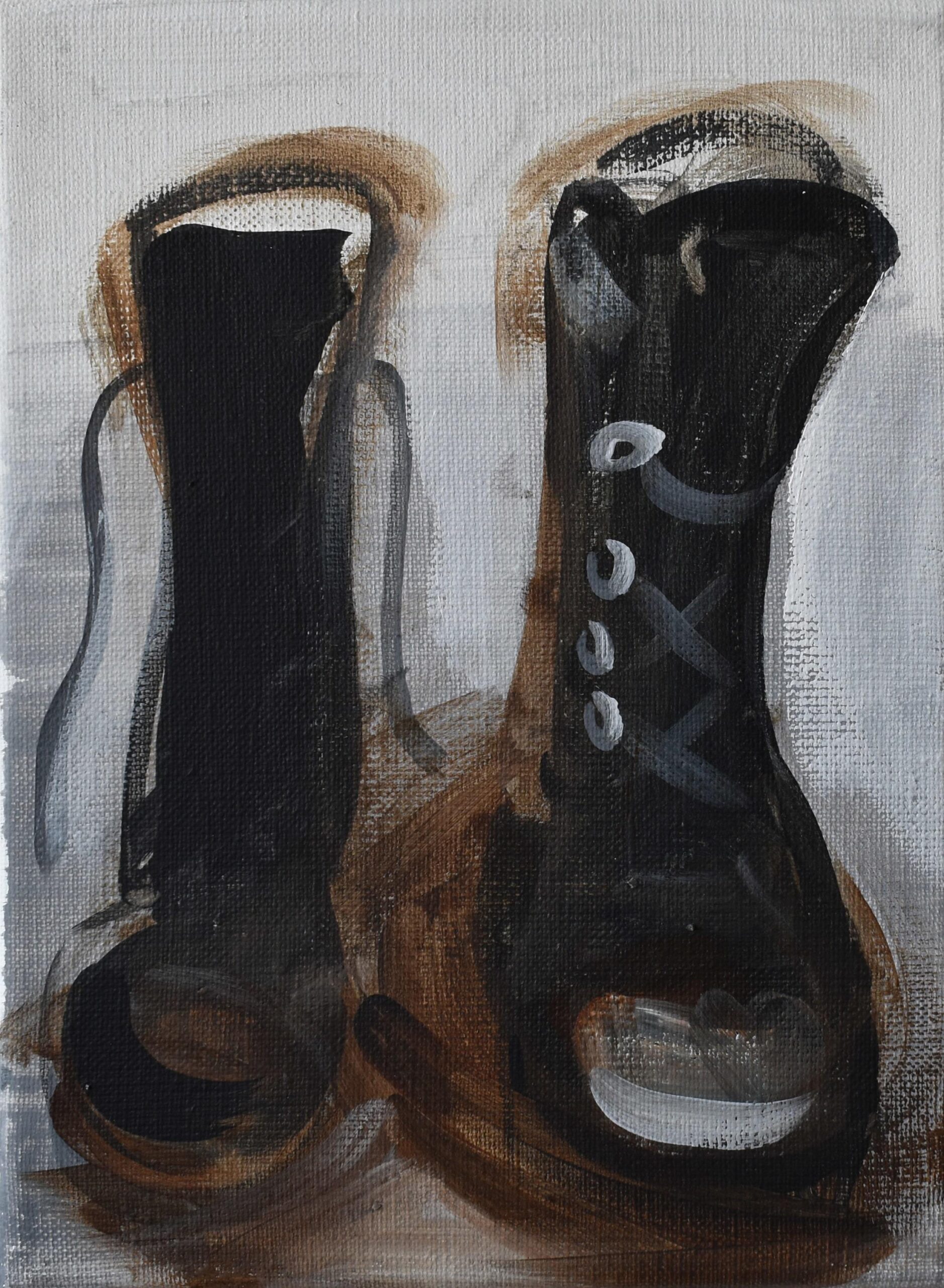 Dirty boots 2018 24x18cm acrylverf op linnen min