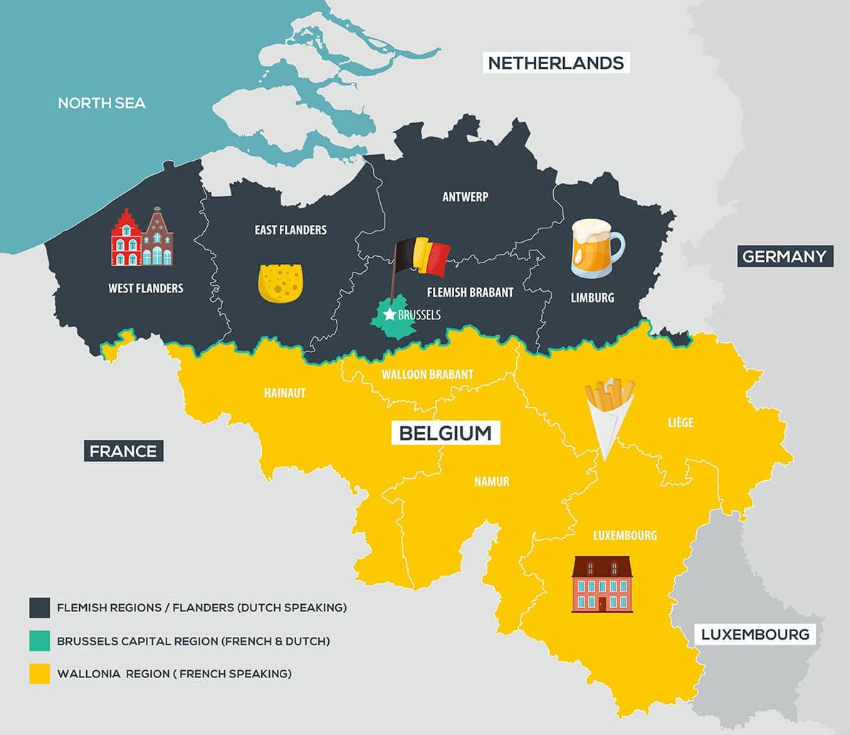 Map Languages Spoken in Belgium