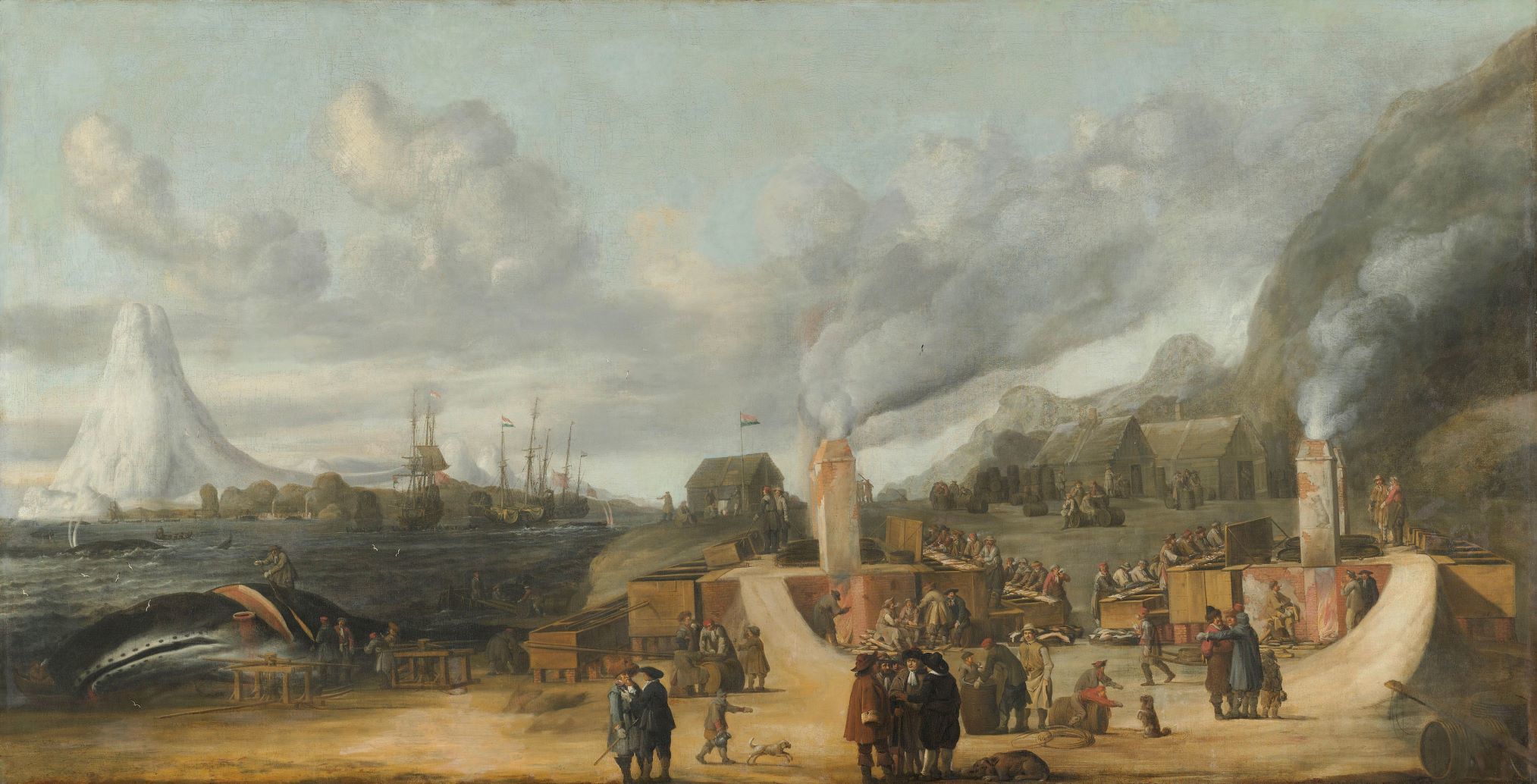 Traankokerijen bij het dorp Smerenburg Cornelis de Man 1639 Rijksmuseum aangepast