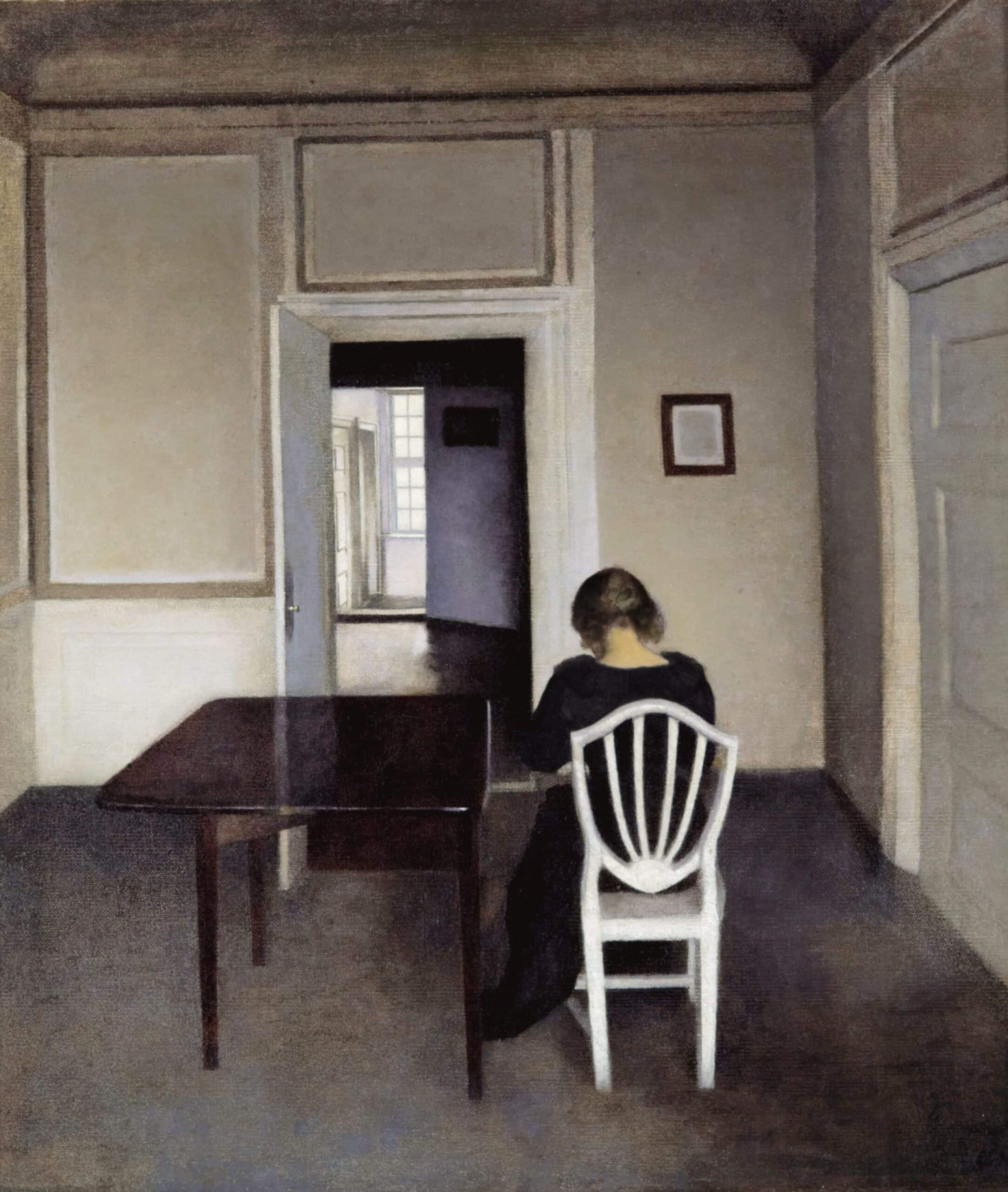 Vilhelm Hammershøi Interior with Ida in a White Chair