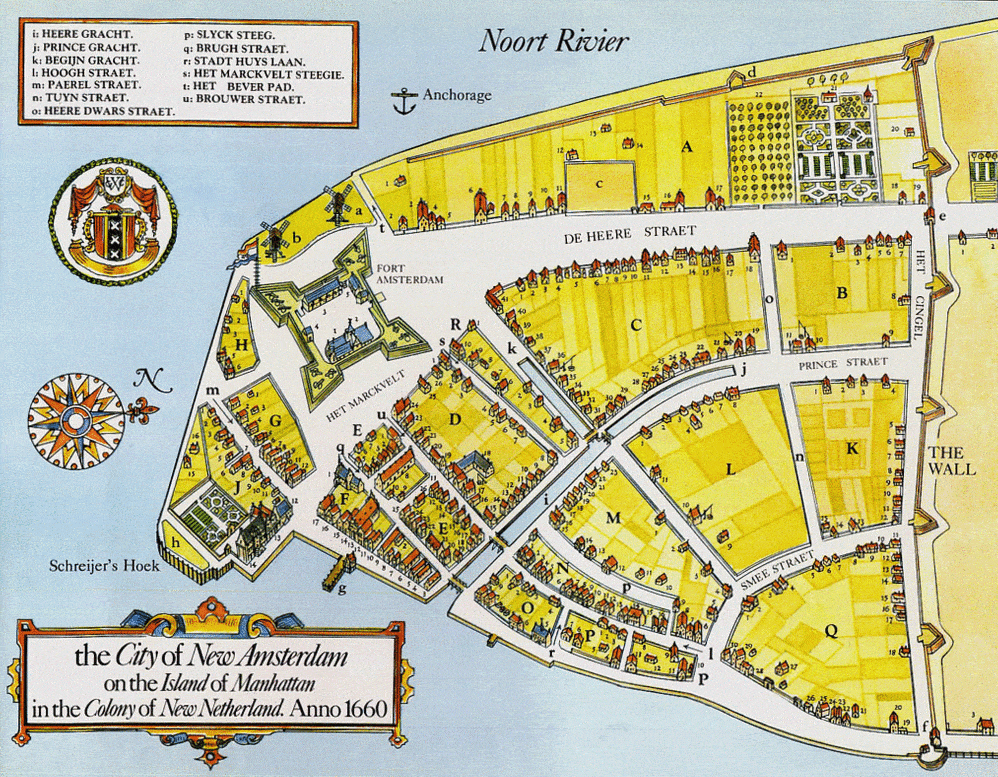 Kaart manhatten tijdens de nederlandse periode