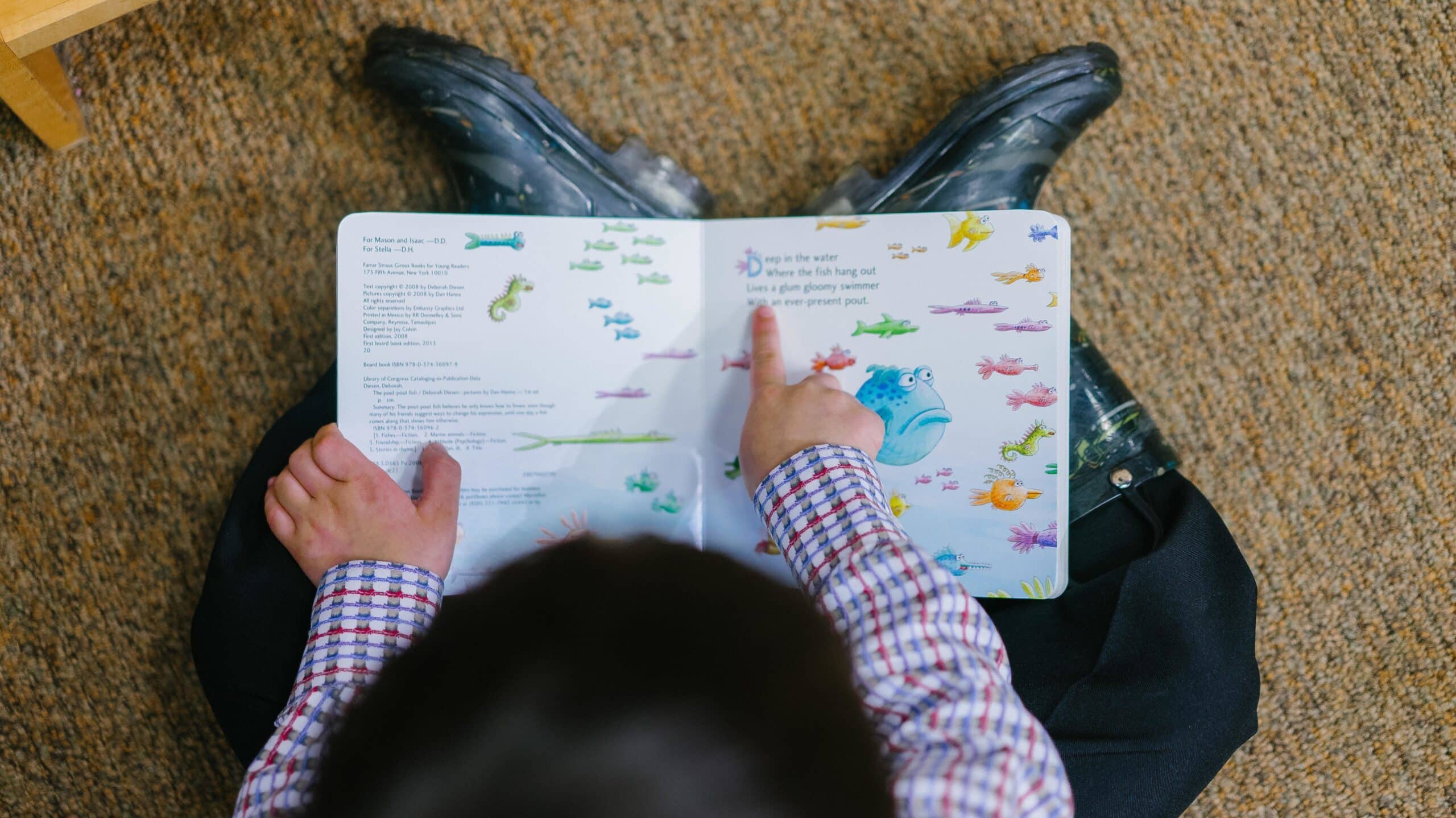 Photo of a boy reading book