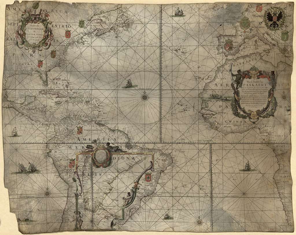 West indische paskaert waer in de graden der breedde over weder zijden vande